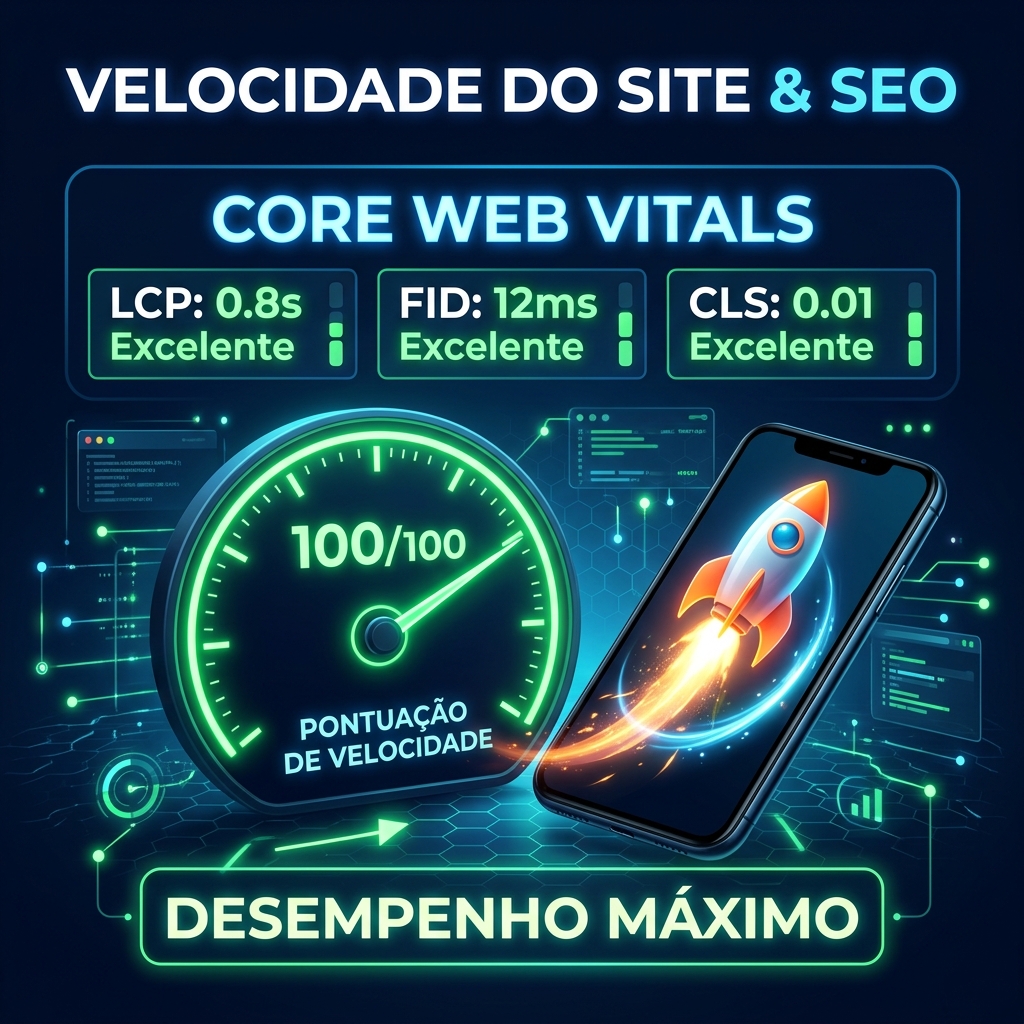 Mockup 3D de Velocidade de Site e SEO MVI